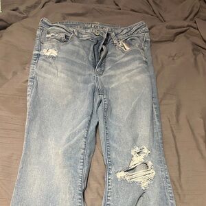 American Eagle Outfitters Light Blue Distressed Skinny Jeans